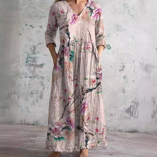 Caroline | Pink Floral Summer Dress