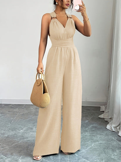 Wide-Leg Ring Detail Jumpsuit