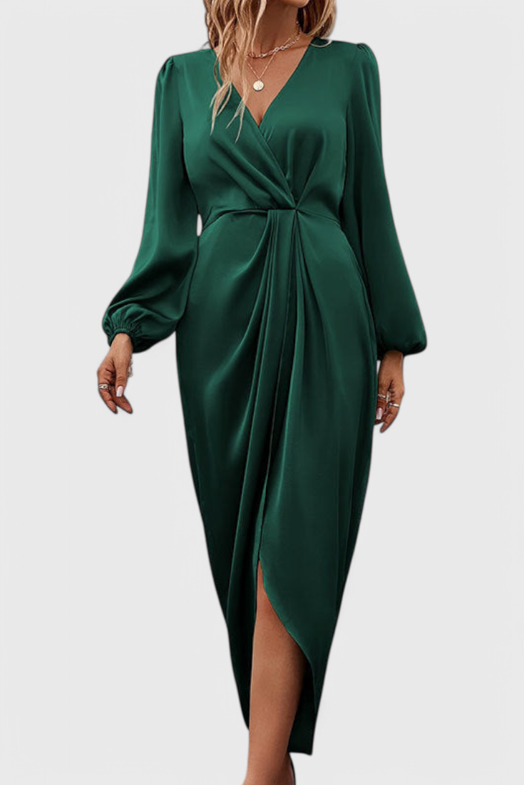 Andrea | Elegant V-Neck Side-Slit Maxi Dress