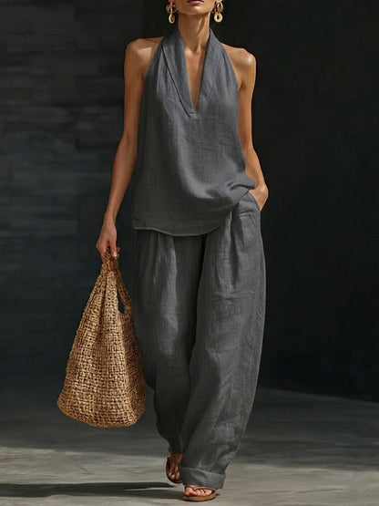 Zoe | Sleeveless Wide-Leg Pants Set