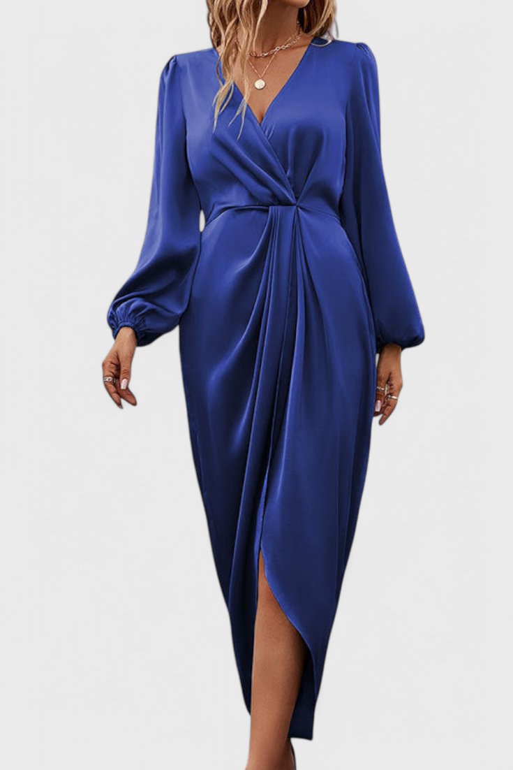 Andrea | Elegant V-Neck Side-Slit Maxi Dress
