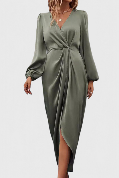 Andrea | Elegant V-Neck Side-Slit Maxi Dress