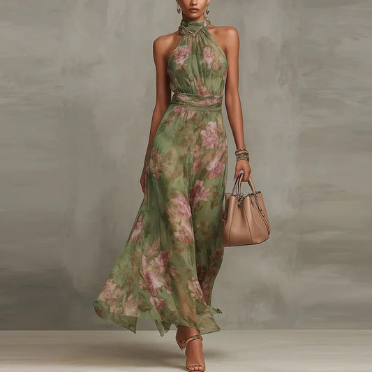 Vanna | Floral Halter Maxi Dress