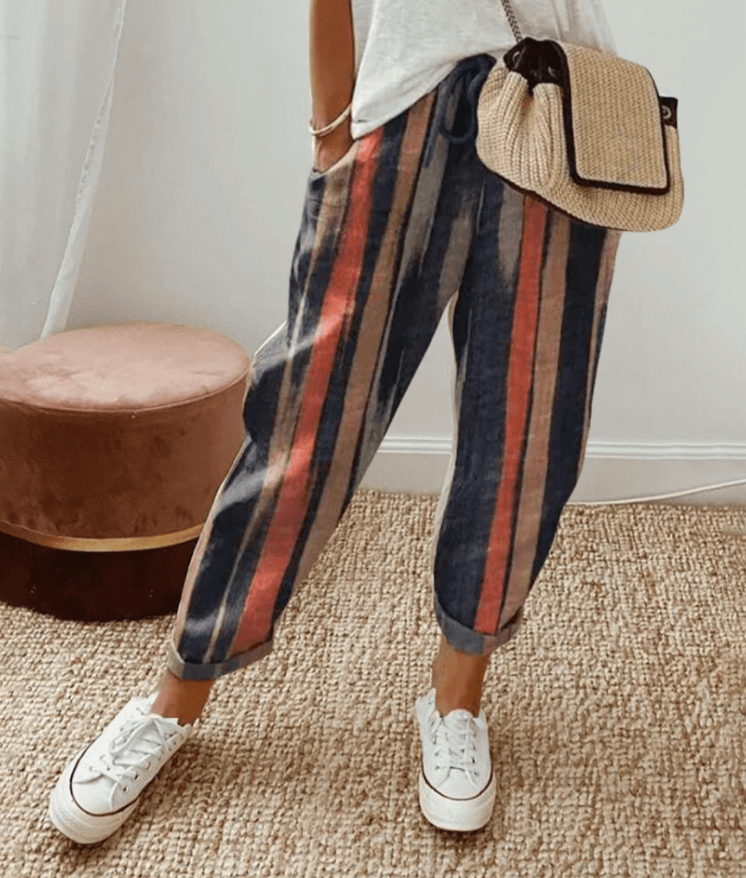 Elle | Flattering Fit & Comfort Waistband Trousers with Print