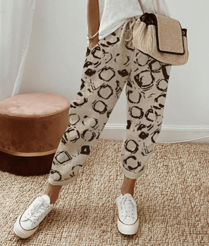 Elle | Flattering Fit & Comfort Waistband Trousers with Print