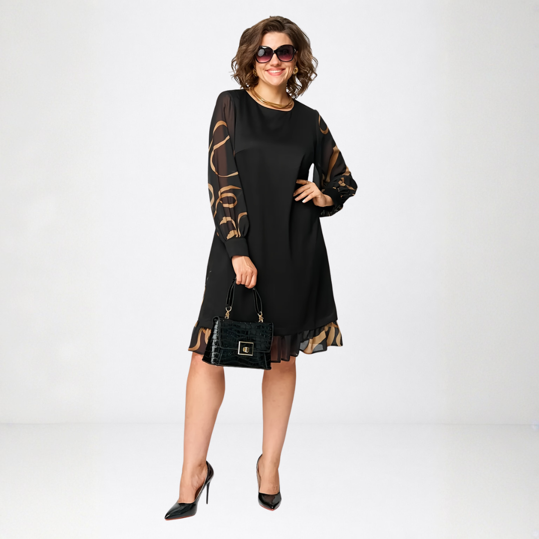 Francesca | Black Sheer Sleeve Ruffle Dress