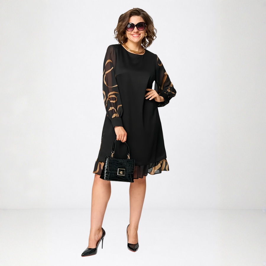 Francesca | Black Sheer Sleeve Ruffle Dress