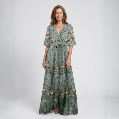Élodie | Long Floral V-Neck Dress