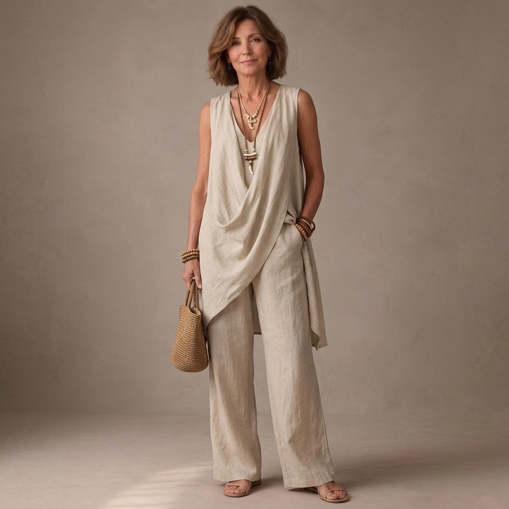 Ginevra | Draped Wide-Leg Pants Set