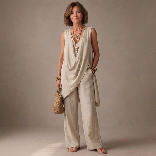 Ginevra | Draped Wide-Leg Pants Set