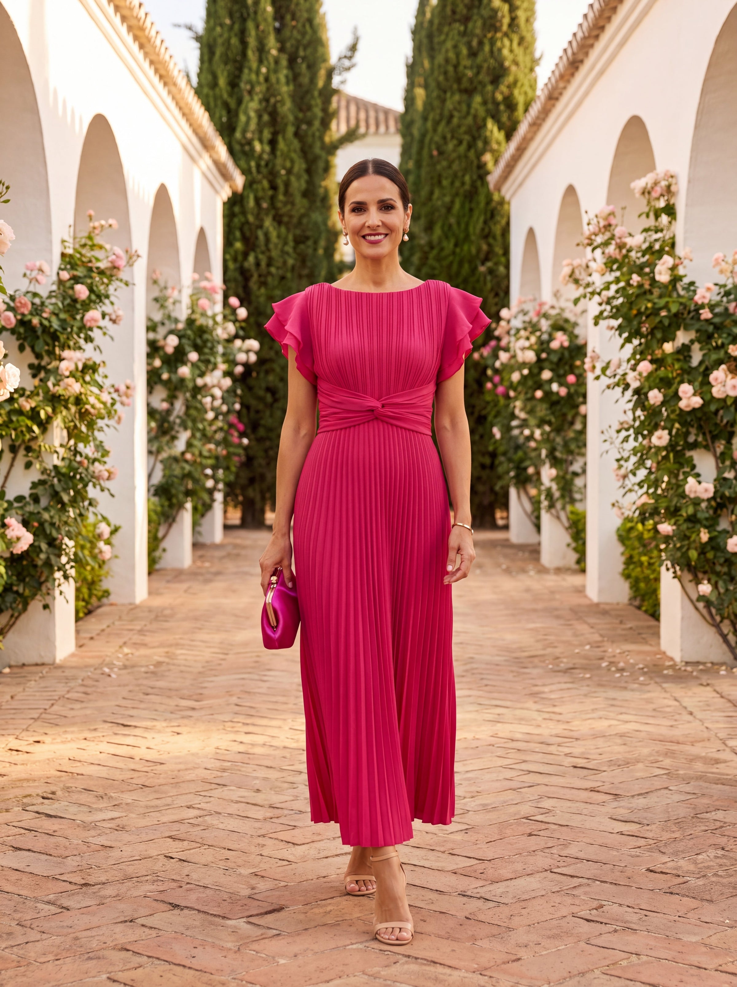 SERAPHINA | Elegant Pleated Maxi Dress with Twist Waist