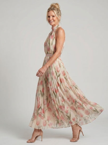 Aurelle | Floral Halter Midi Dress