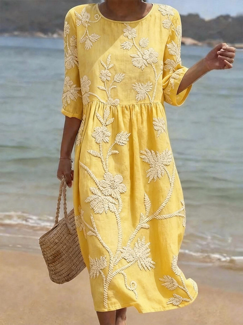 Marigold Vintage Floral Midi Dress