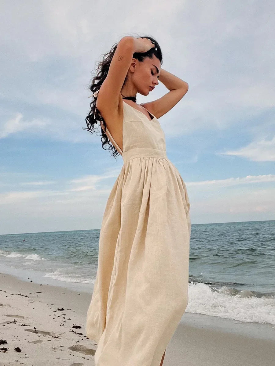 Juliette | Low Back Cotton Maxi Dress