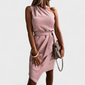 Iva | Belted One-Shoulder Dress