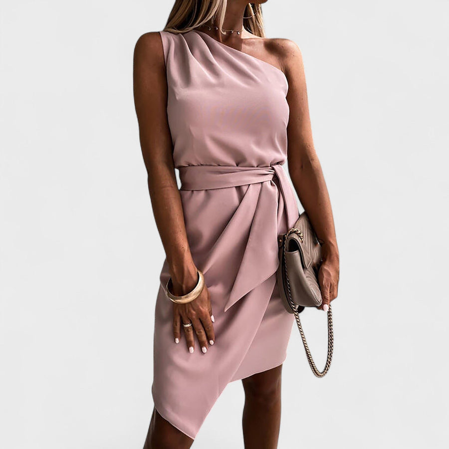 Iva | Belted One-Shoulder Dress - women's dress
