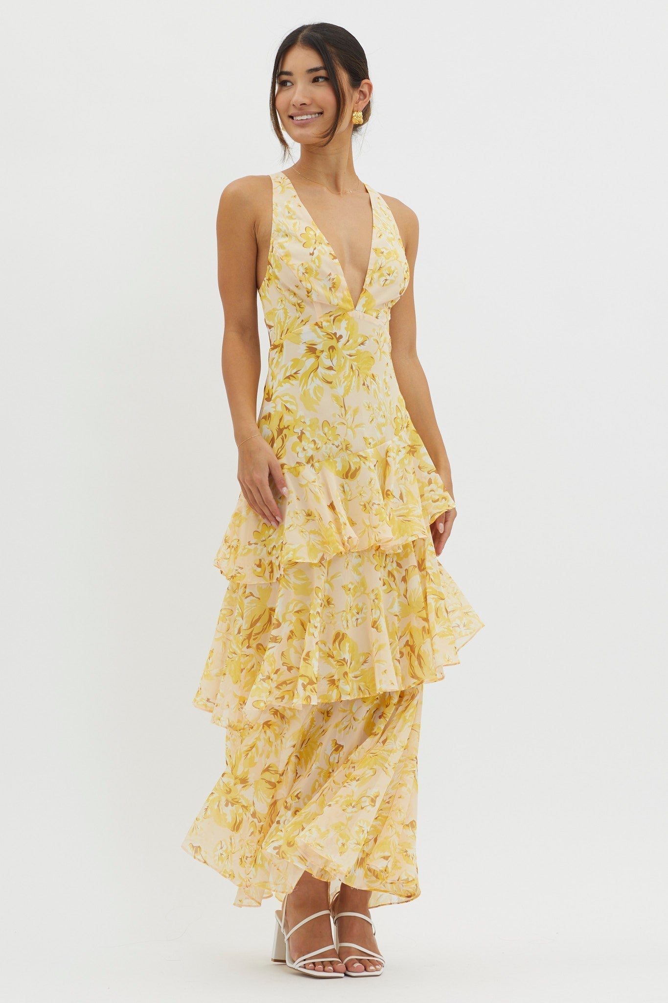 Lisa | Floral Ruffle Maxi Dress