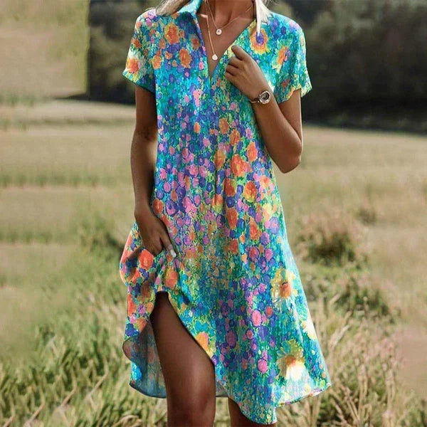 Azurine | Boho Floral Beach Dress