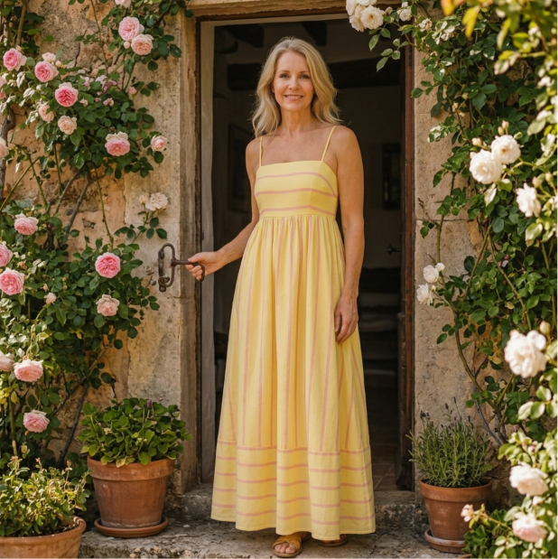 Oceane | Striped Spaghetti-Strap Maxi Dress