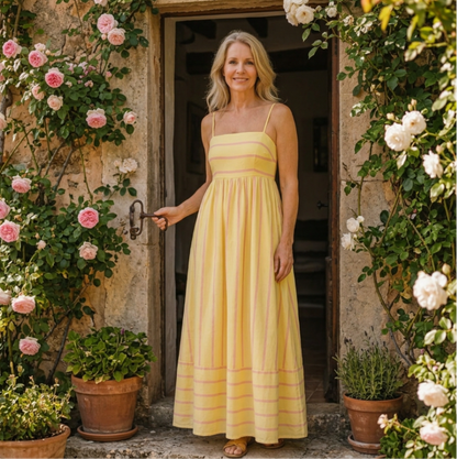 Oceane | Striped Spaghetti-Strap Maxi Dress