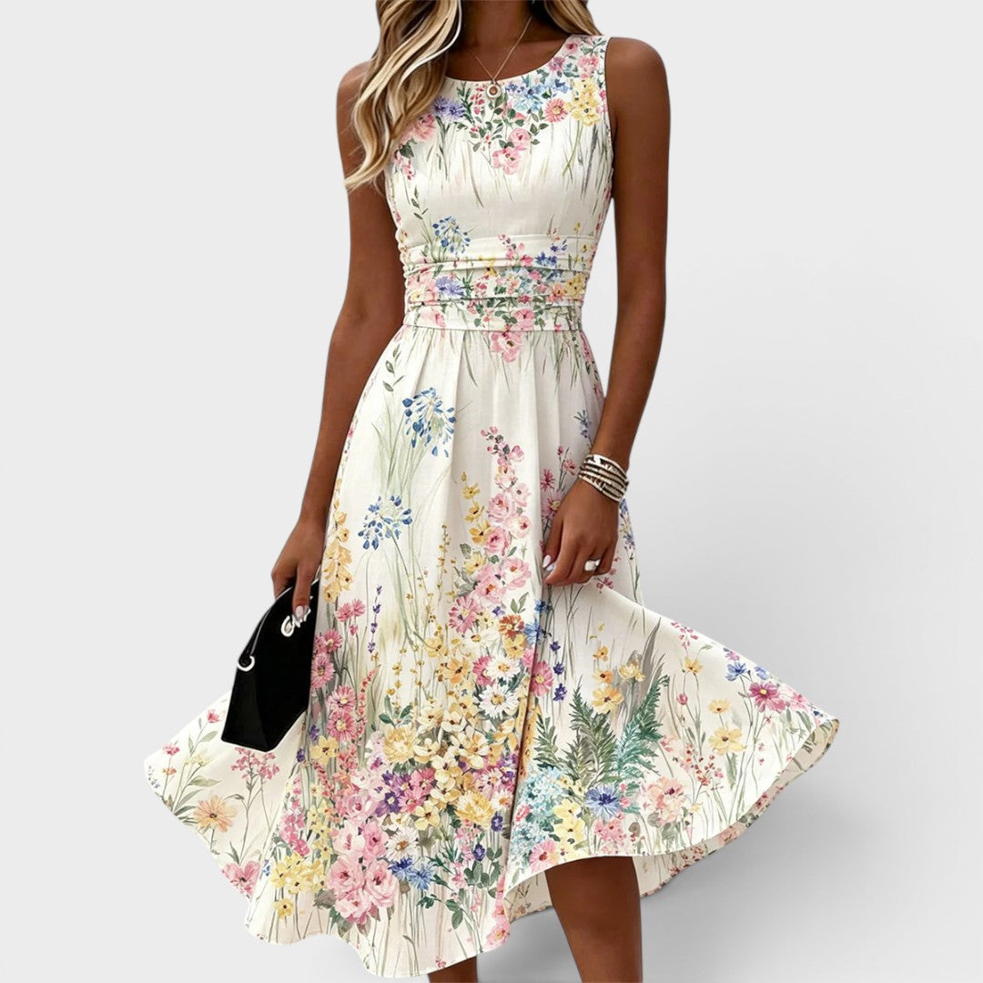 Kimberly | Sleeveless Floral Midi Dress