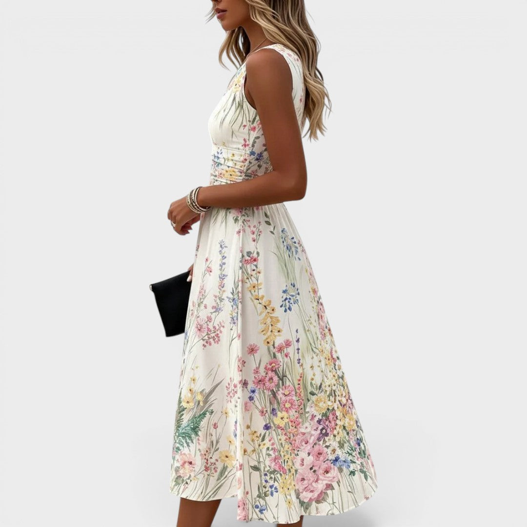 Kimberly | Sleeveless Floral Midi Dress