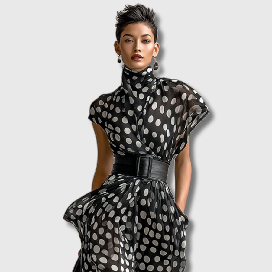 Andrea | Polka-Dot Chiffon Maxi Dress