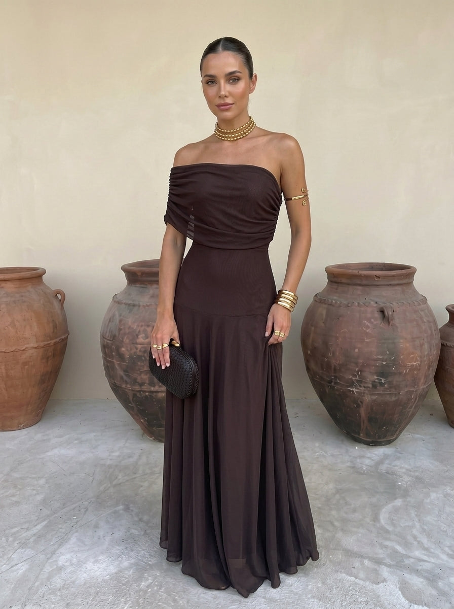 VALENTINA | Elegant Ruched Maxi Dress