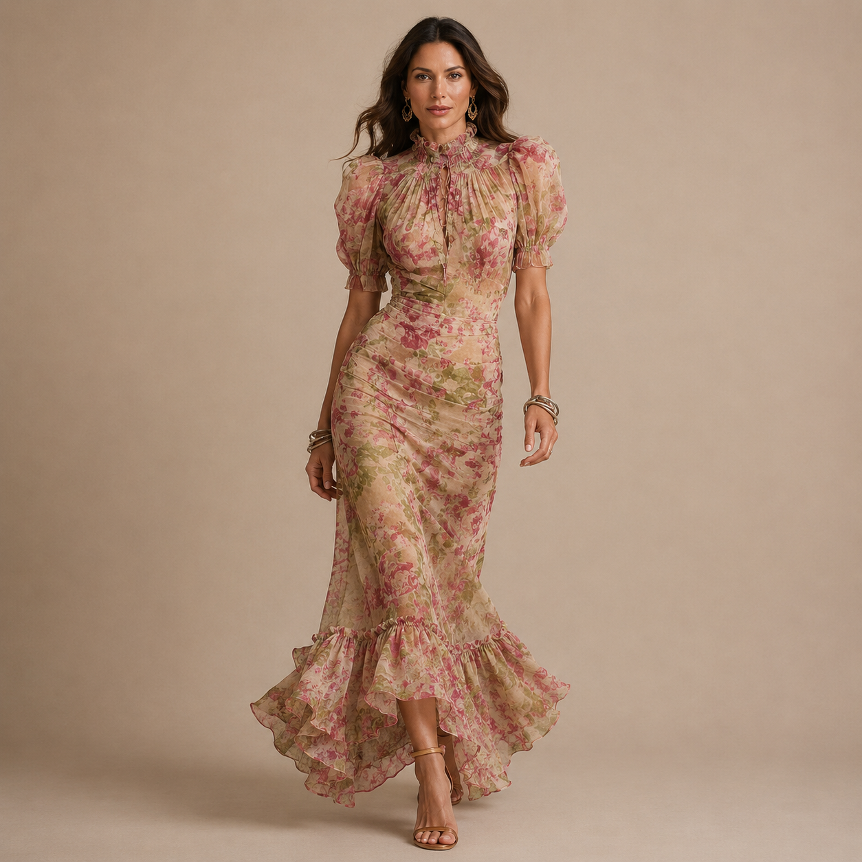 VIANNE | High Neck Floral Maxi Dress