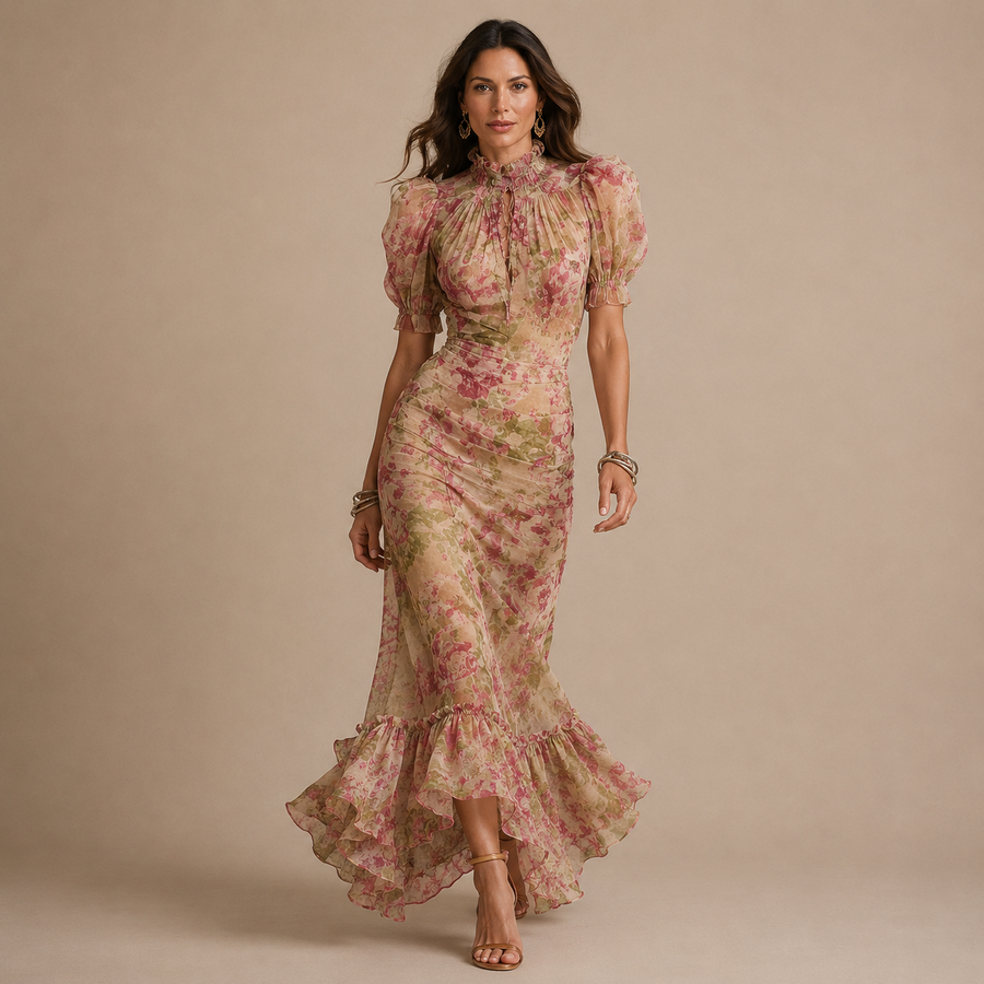 VIANNE | High Neck Floral Maxi Dress