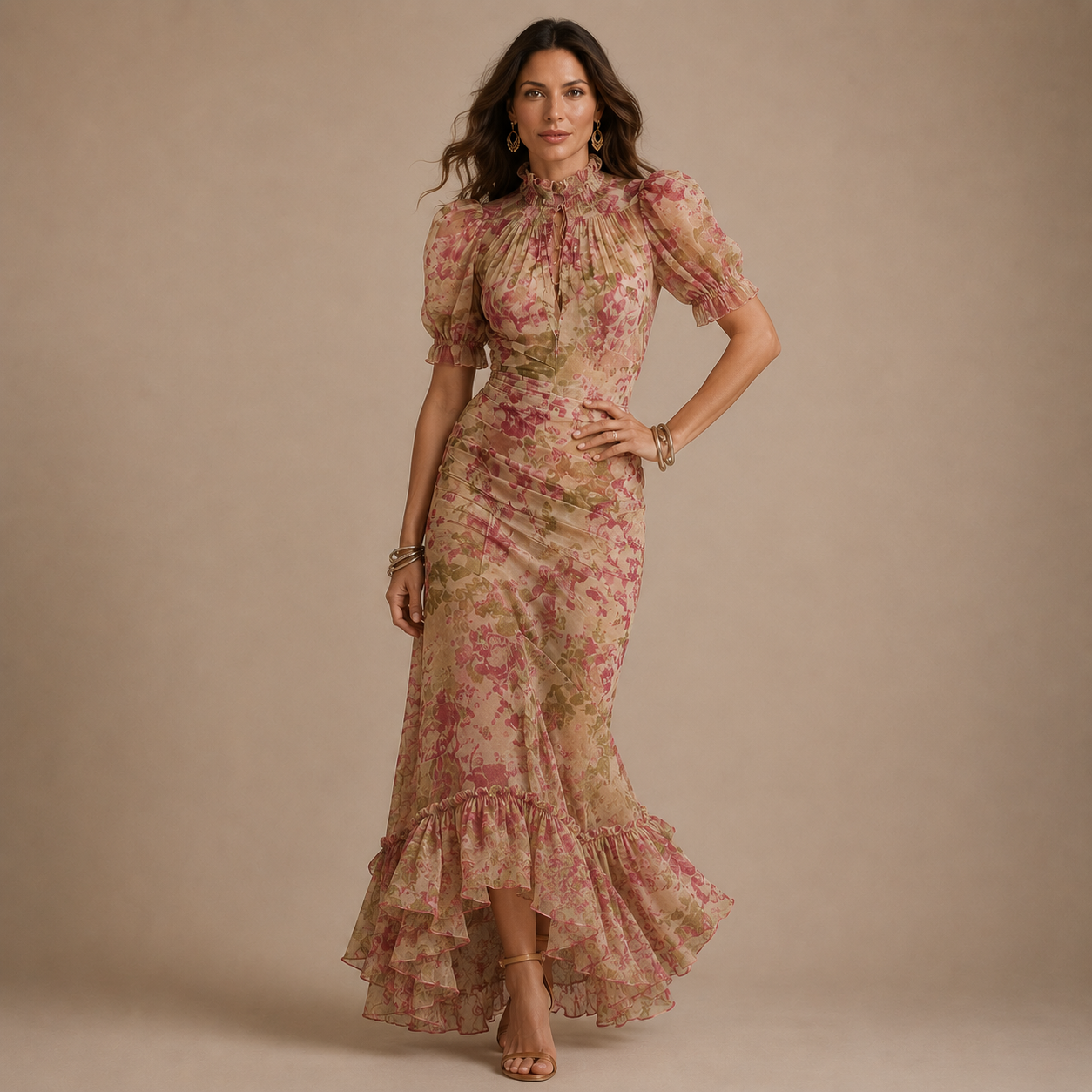 VIANNE | High Neck Floral Maxi Dress