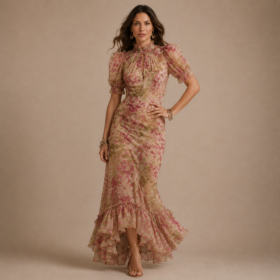 VIANNE | High Neck Floral Maxi Dress