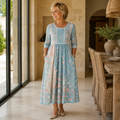 Spring Blossom Patchwork Midi Dress