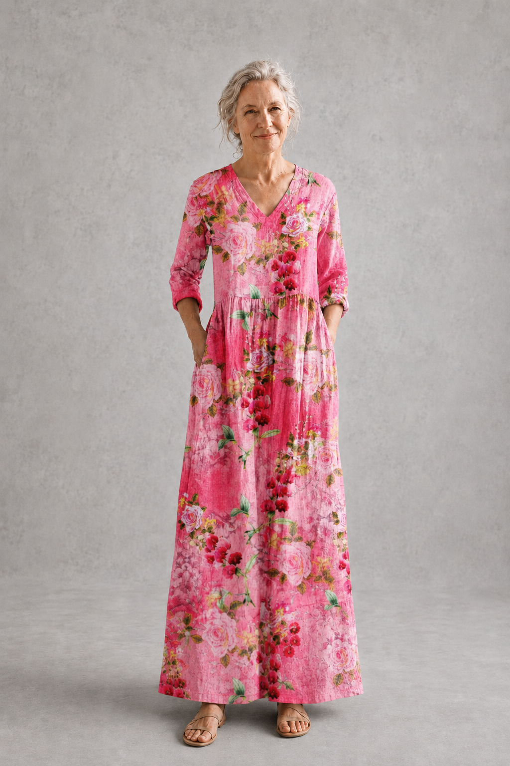 Wenda | Pink Floral Summer Dress