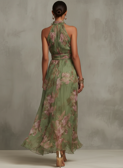 Livia | Elegant Floral Halter Maxi Dress