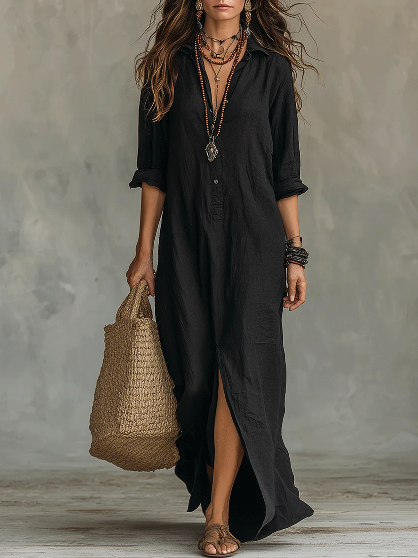 Soline | Button-Front Maxi Dress