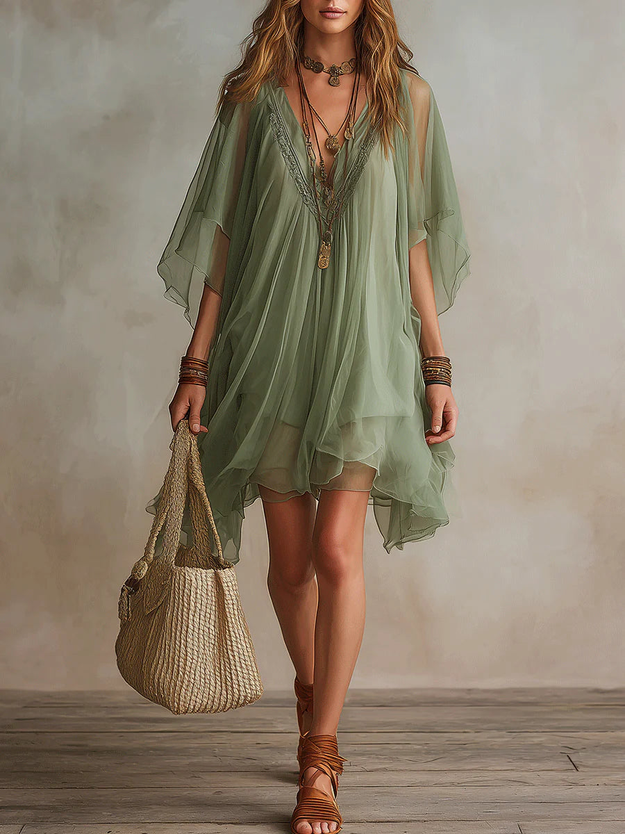 Wren | V | Neck Layered Flowy Mini Dress