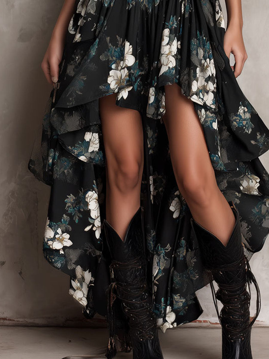 Esmé | Bohemian Strapless Floral Maxi Dress