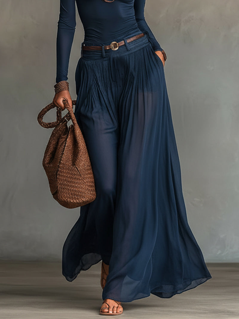 Lore | Navy One-Shoulder Top and Skirt Two-Piece Set