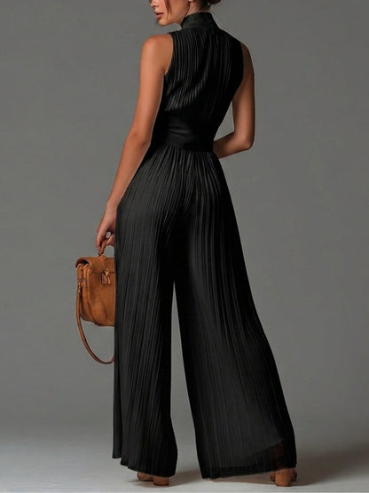 Beatrix | V | Neck Wide | Leg Chiffon Jumpsuit