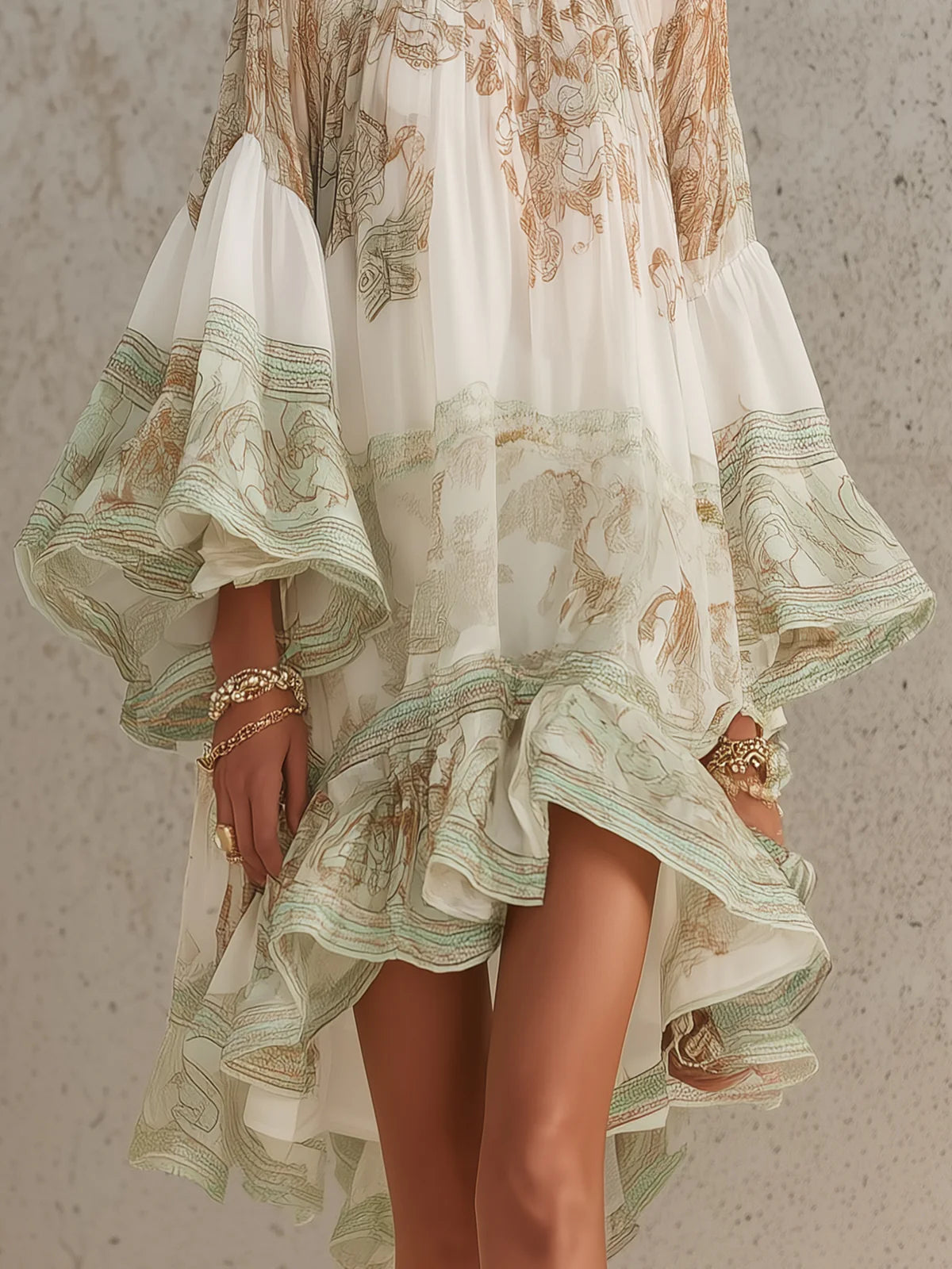 Eloise | Ruffle | Hem Flounce Sleeve Mini Dress