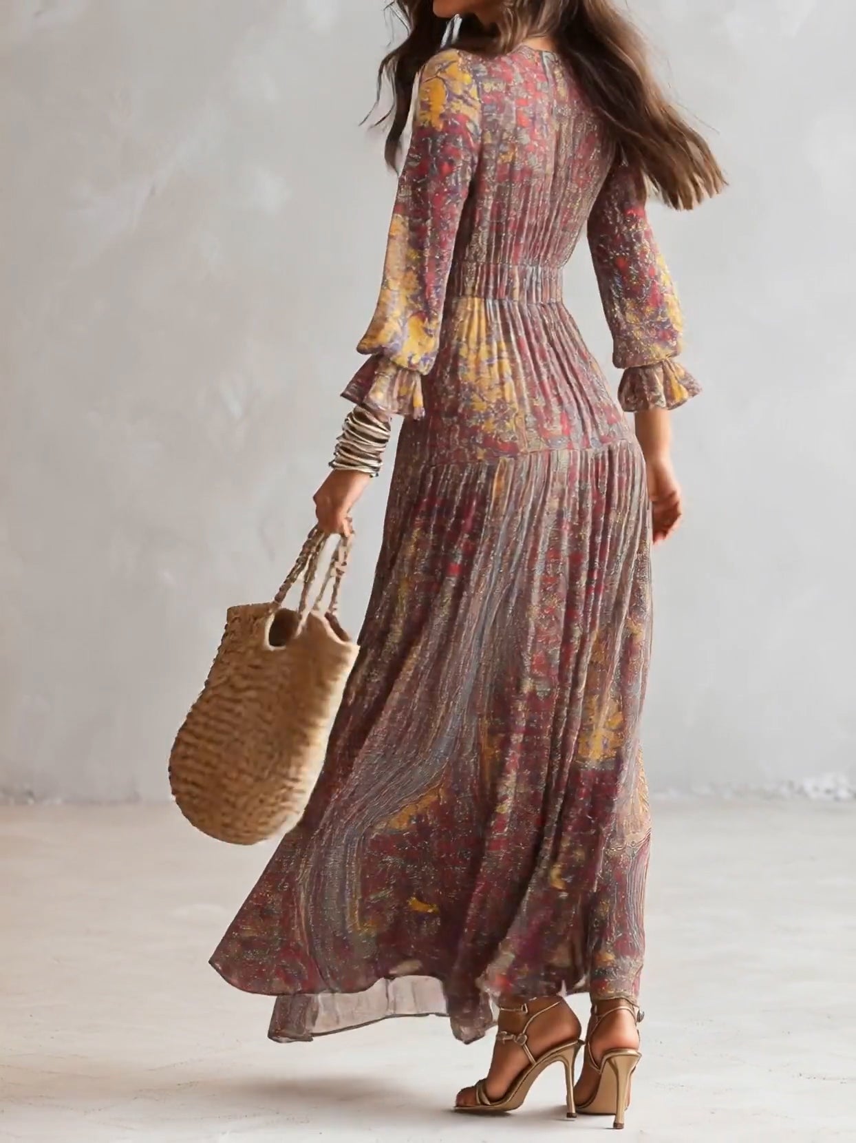 Cosima | Paisley V | Neck Chiffon Maxi Dress