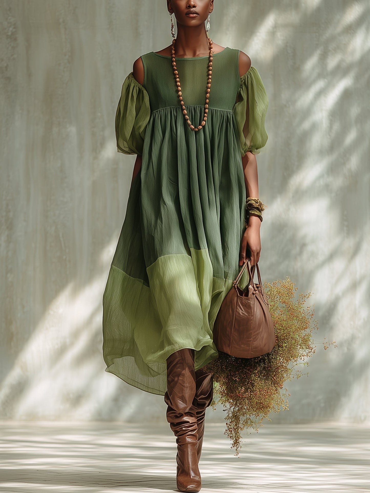 Maren | Off | Shoulder Chiffon Midi Dress