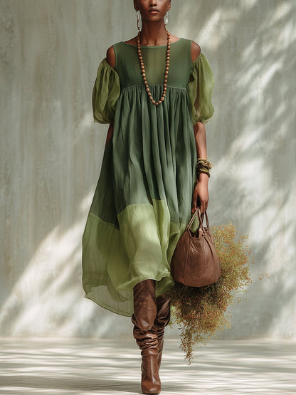 Maren | Off | Shoulder Chiffon Midi Dress