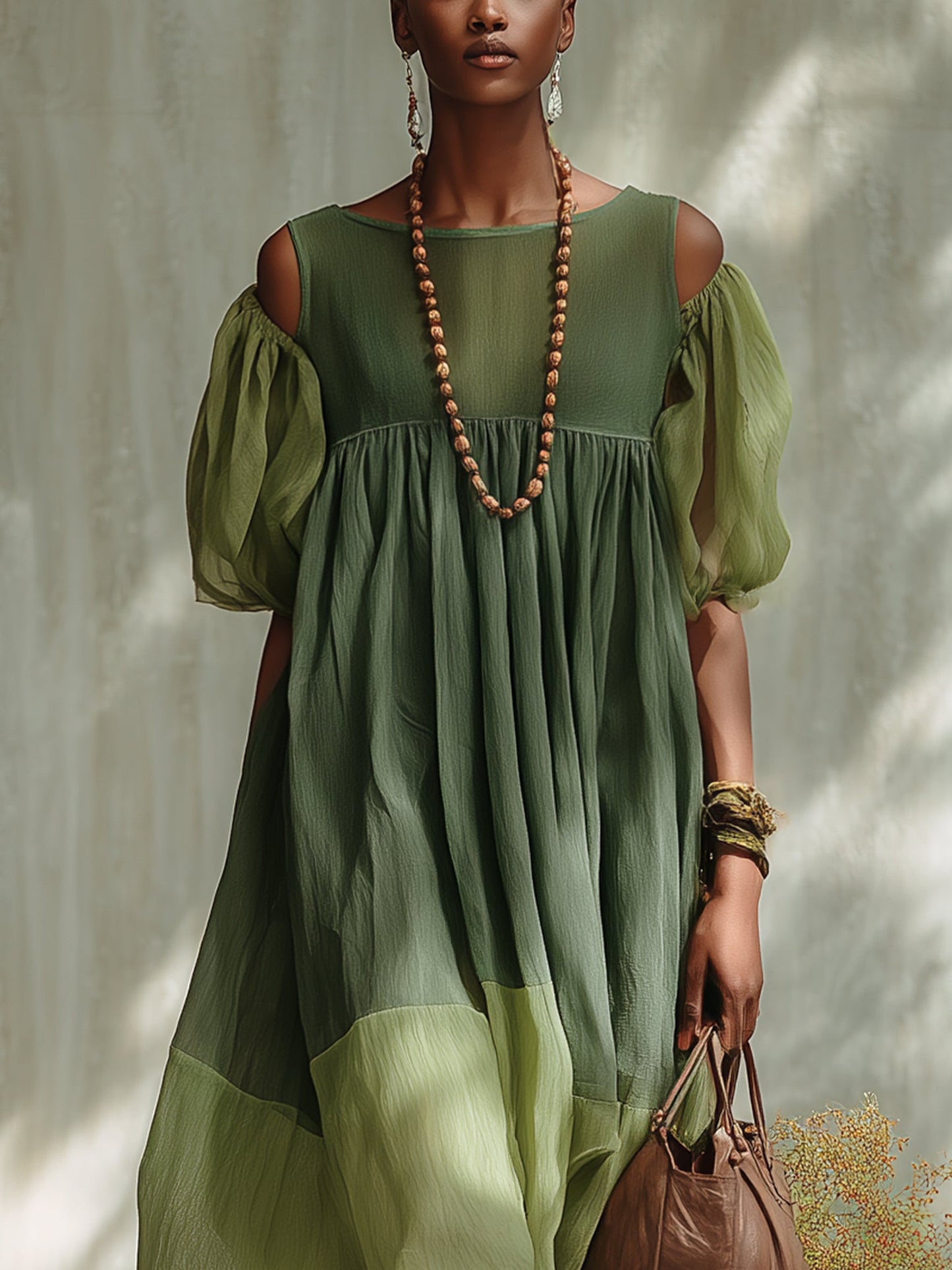 Maren | Off | Shoulder Chiffon Midi Dress