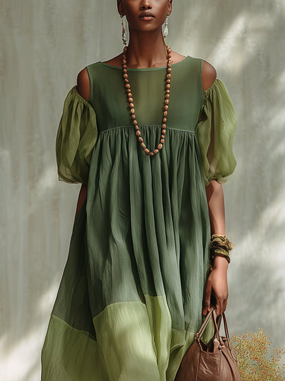 Maren | Off | Shoulder Chiffon Midi Dress