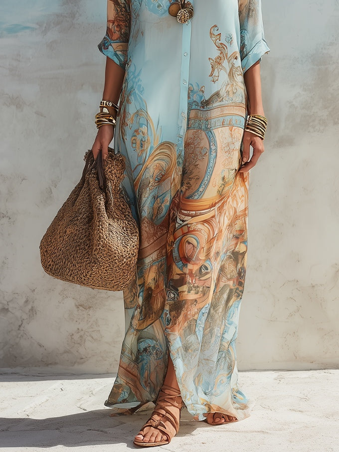 CLEO | Elegant Mediterranean Blouse Dress