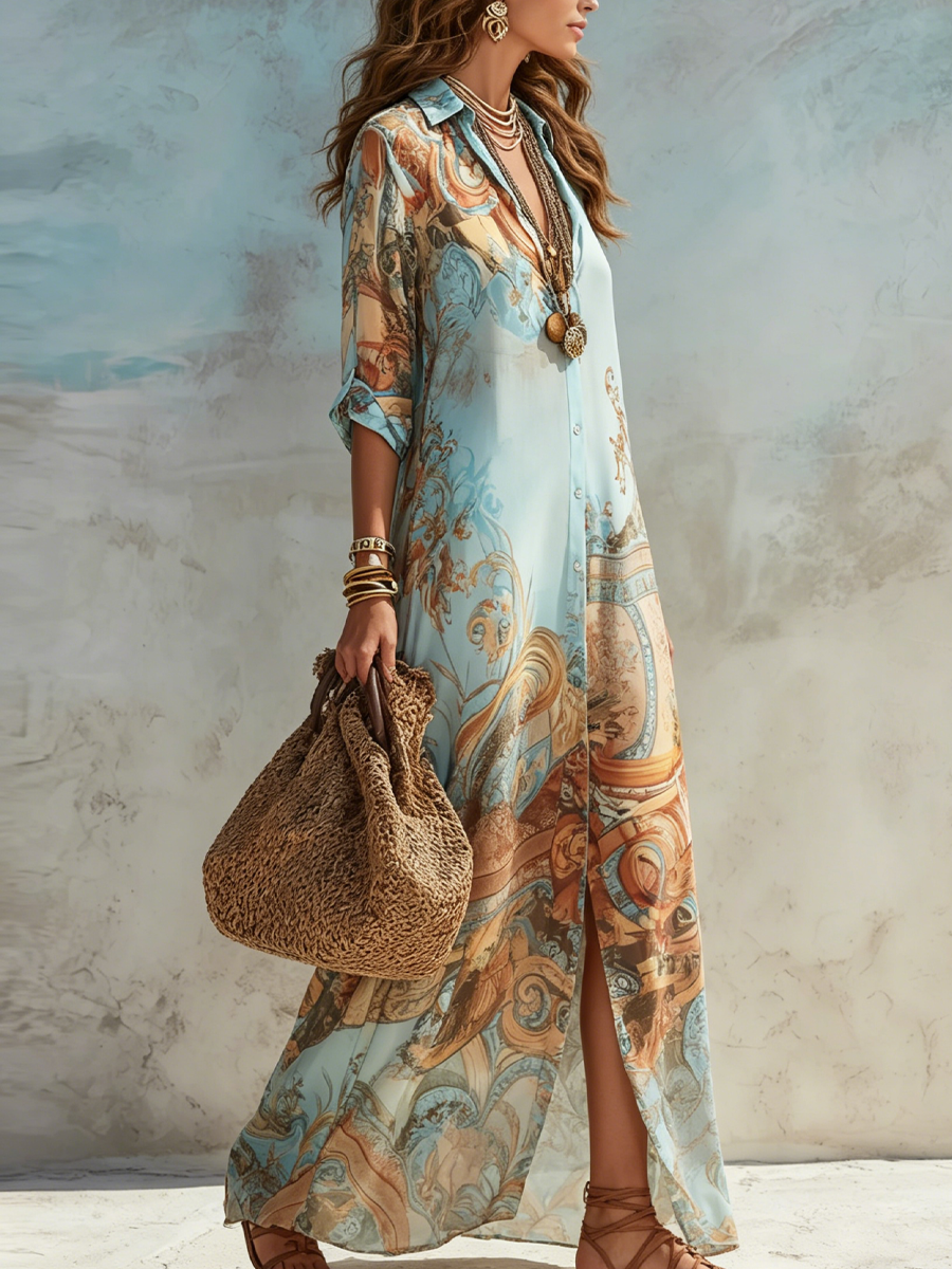 CLEO | Elegant Mediterranean Blouse Dress