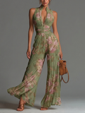 Pippa | Floral V | Neck Wide | Leg Chiffon Jumpsuit