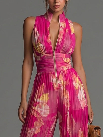 Genevieve | Elegant Floral Wide-Leg Jumpsuit